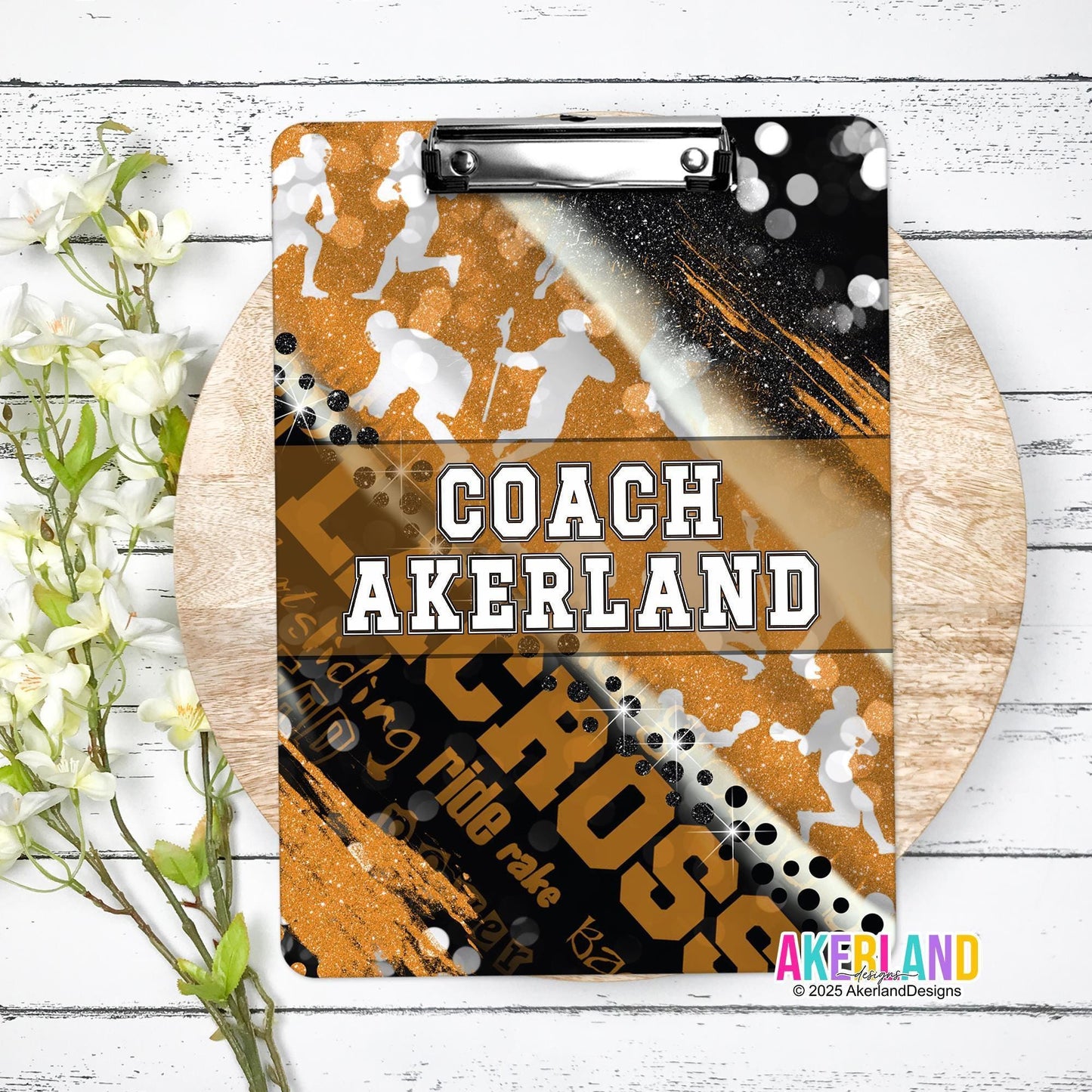 Orange Lacrosse Clipboard with Personalization Front and Back / Great Gift for Coach - Double Sided