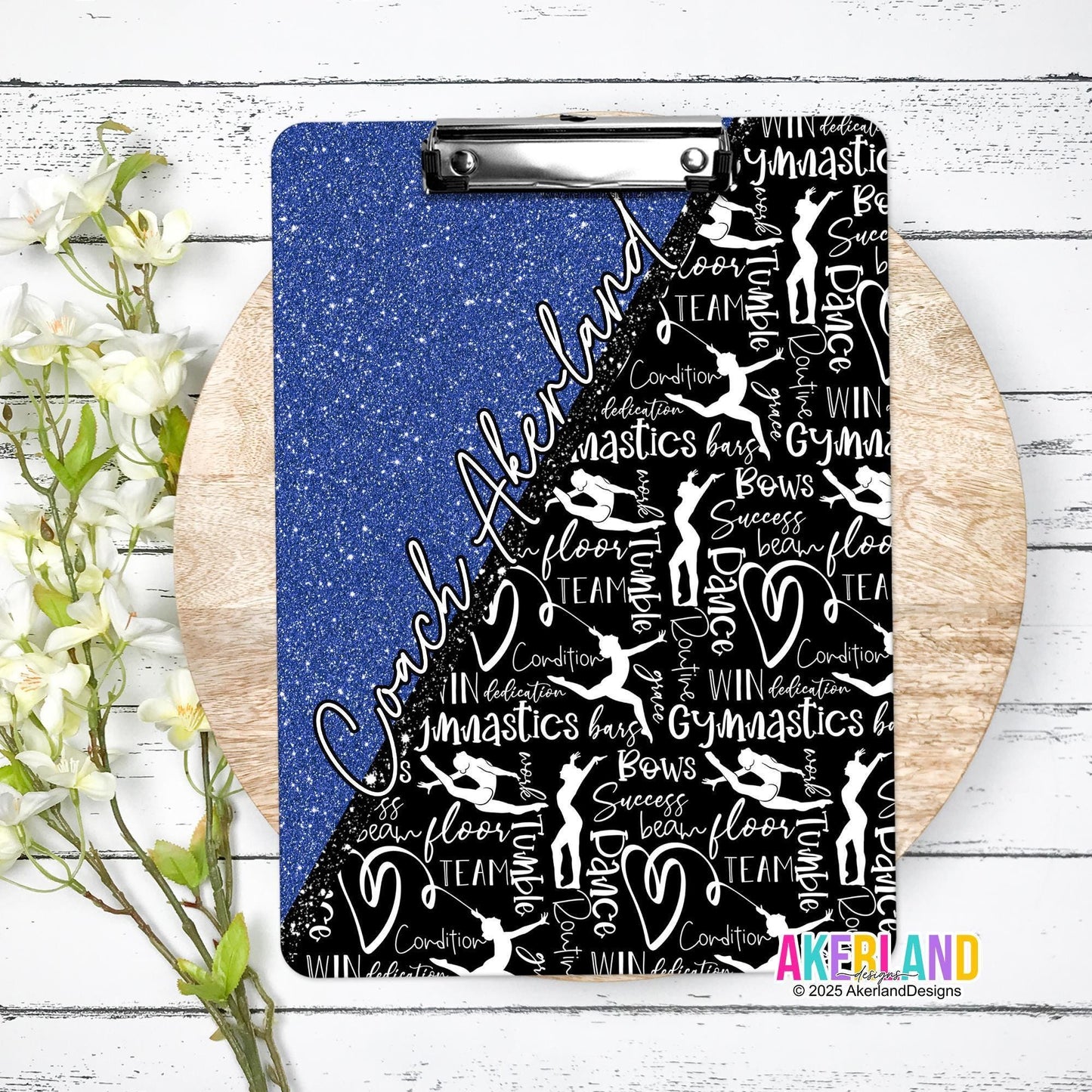 Gymnastics Clipboard with Personalization design is printed on both sides and are the same, Coach Appreciation, Gift Gymnastics Coach Gift