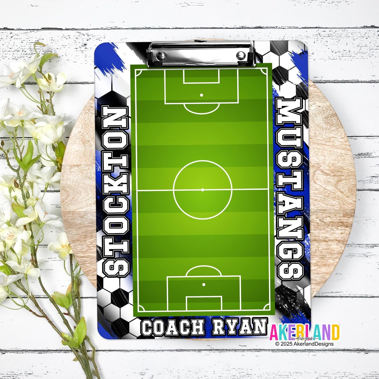 Blue Soccer Coach Clipboard with Personalization Front and Back - Gift for Soccer Coach - Dry Erase Surface - Double Sided