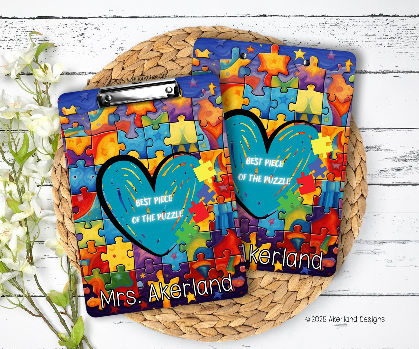 Autism Puzzle Piece Double Sided Clipboard Teacher Appreciation Gift Back to School Gift - Double Sided 9x12.5 inches