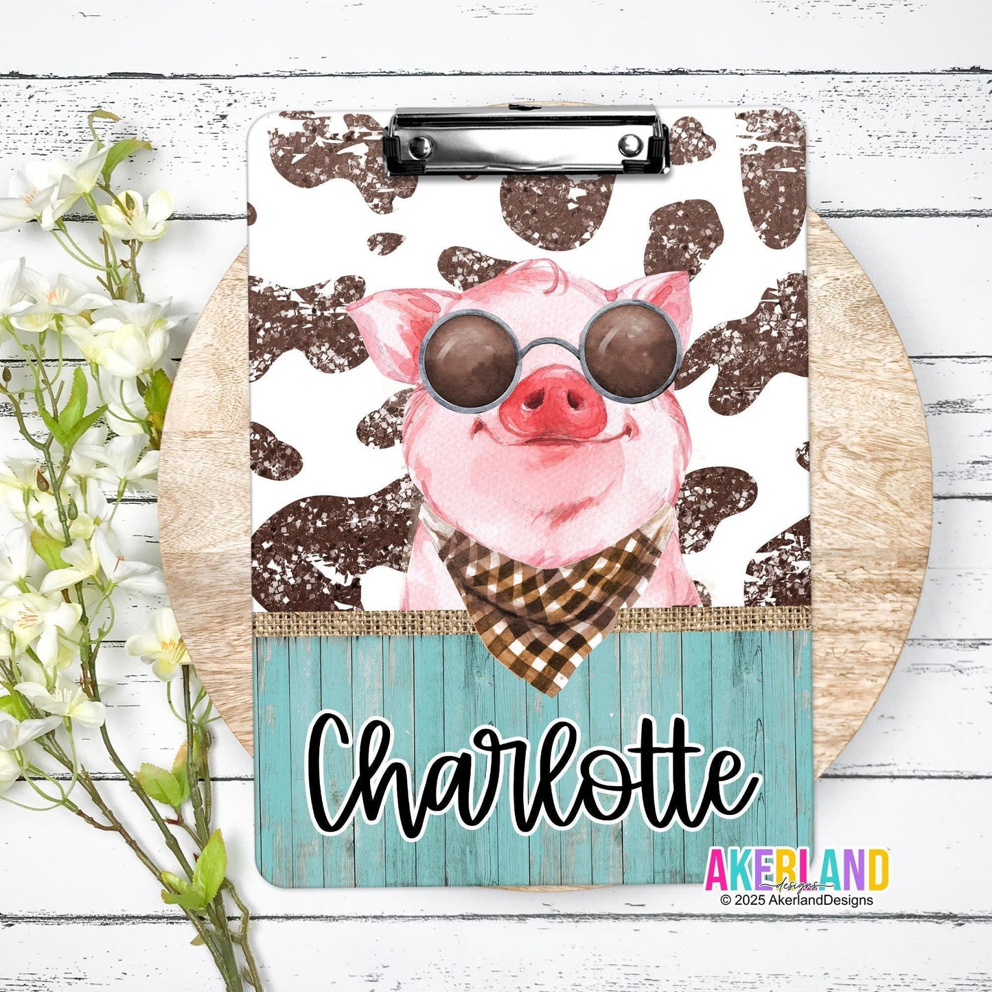 Cute Pig Clipboard with Personalization Front and Back Teacher Appreciation Gift - Double Sided too!