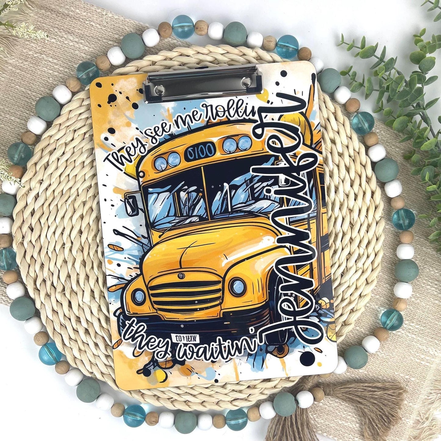 Bus Driver Clipboard with Personalization Front and Back - Gift for Bus Driver - Double Sided or 20oz Tumbler