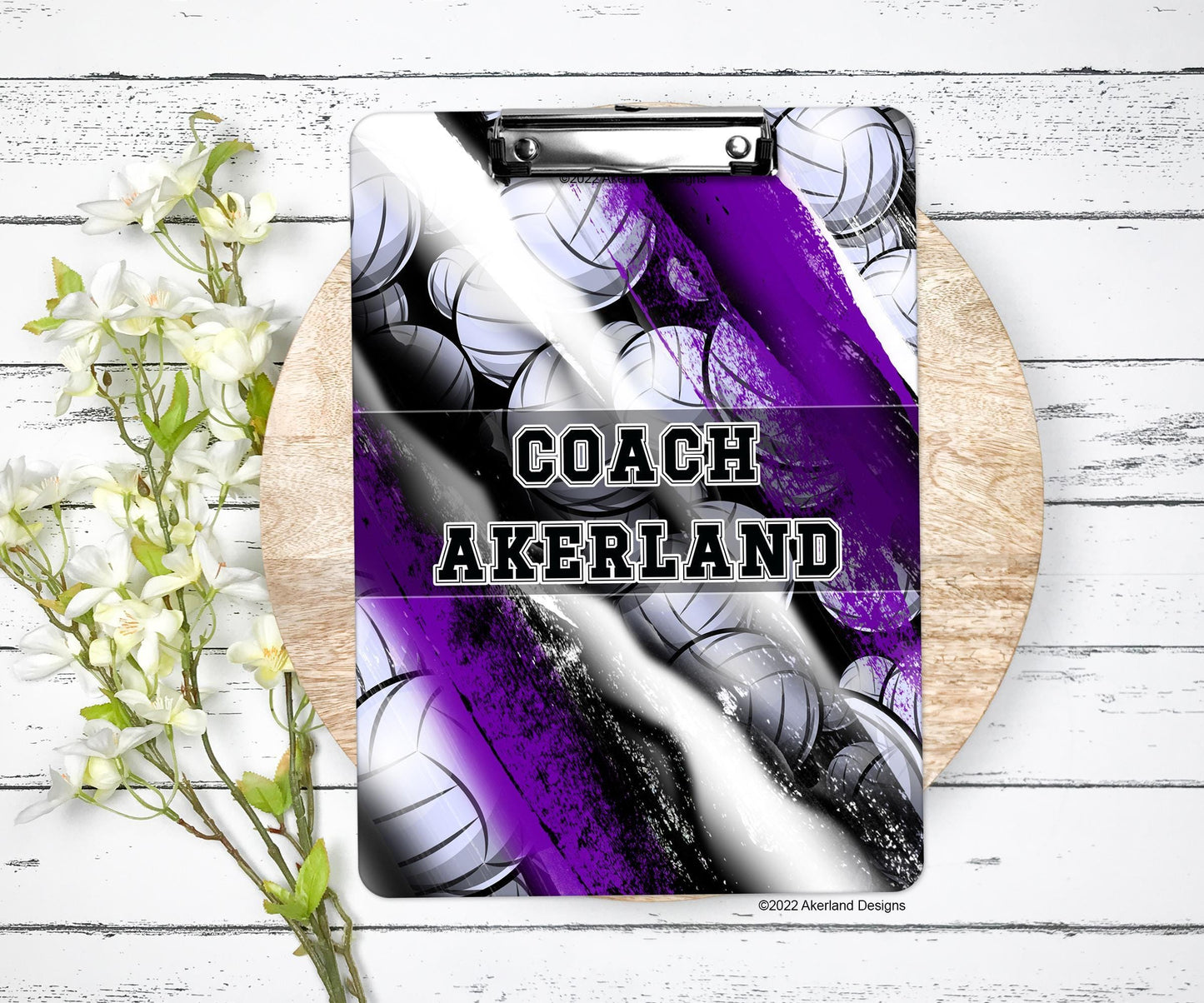 Purple Volleyball Coach Clipboard with Personalization Front and Back Gift for Coach - Double Sided