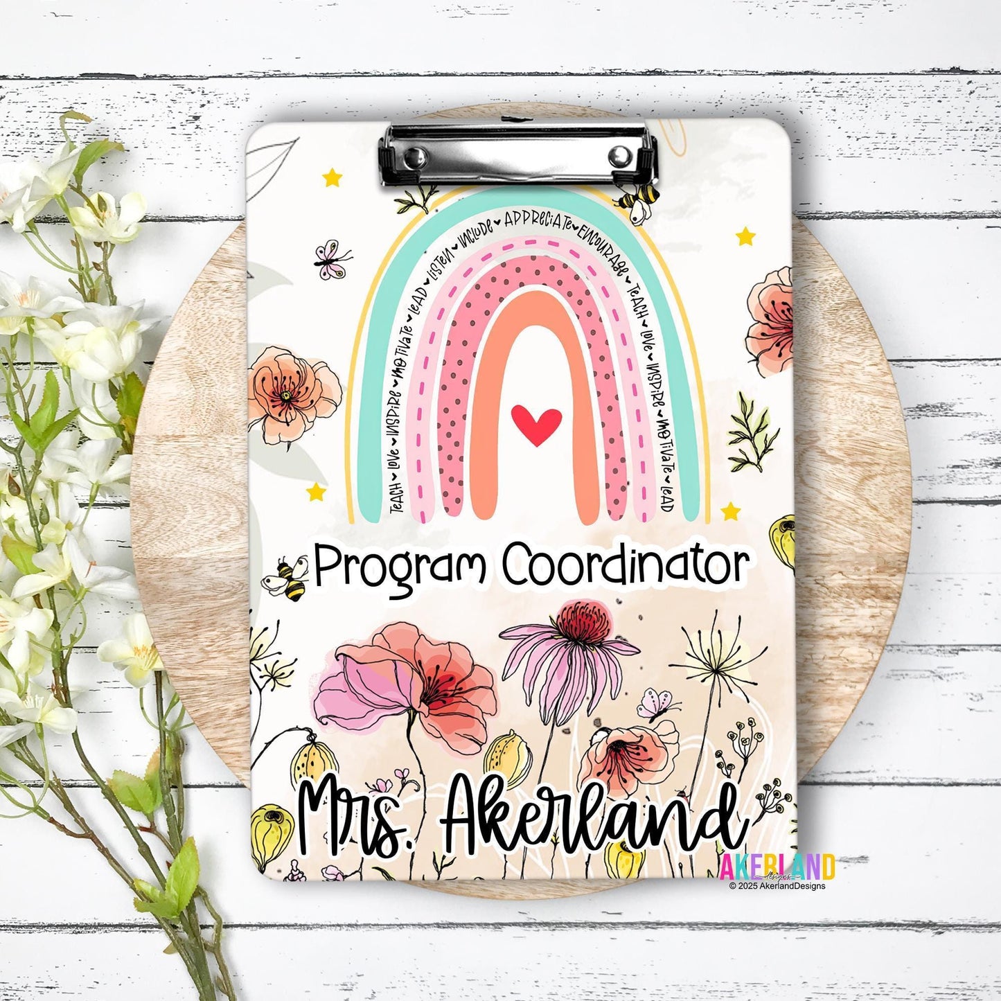 Program Coordinator Clipboard with Personalization on both FRONT AND BACK Teacher Appreciation Gift - Back to school gift