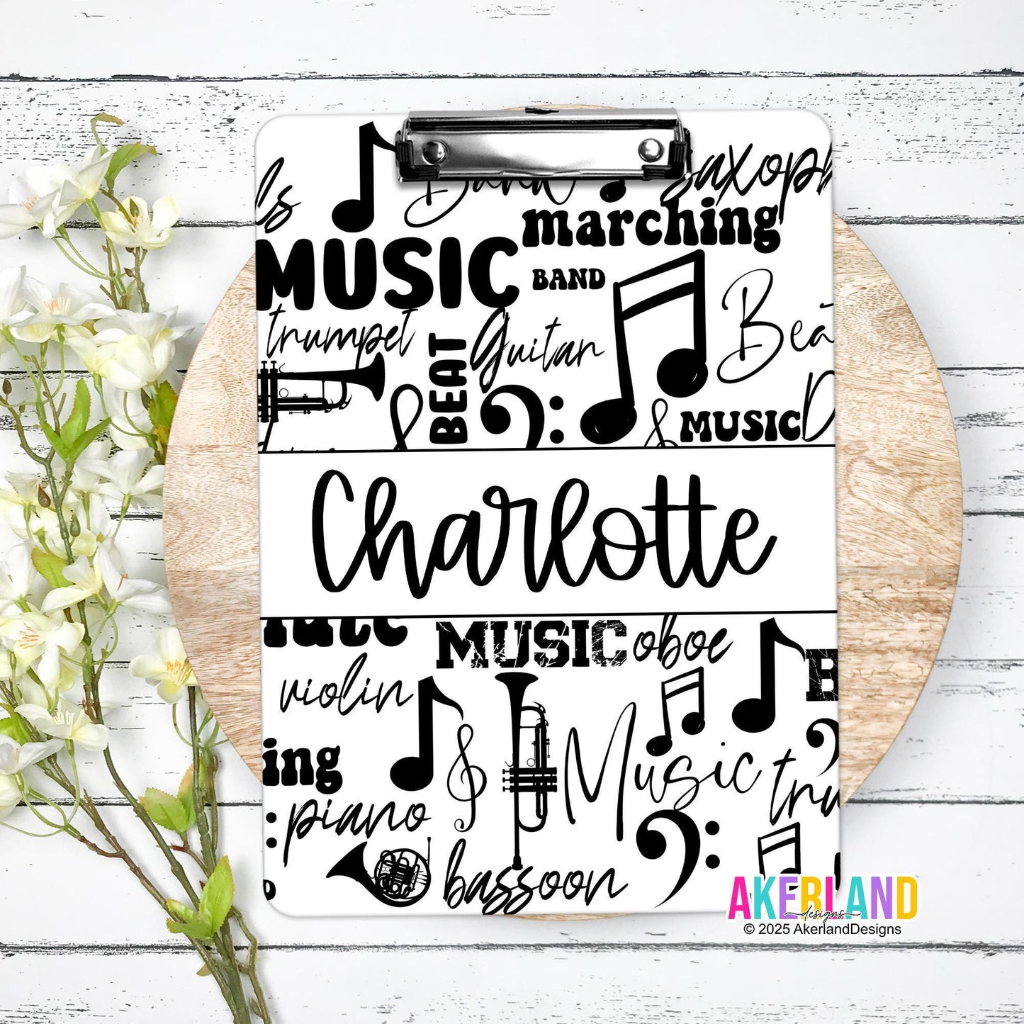 Personalized Music Themed Clipboard with Personalization on both sides FRONT AND BACK Teacher Appreciation Gift - Back to school gift