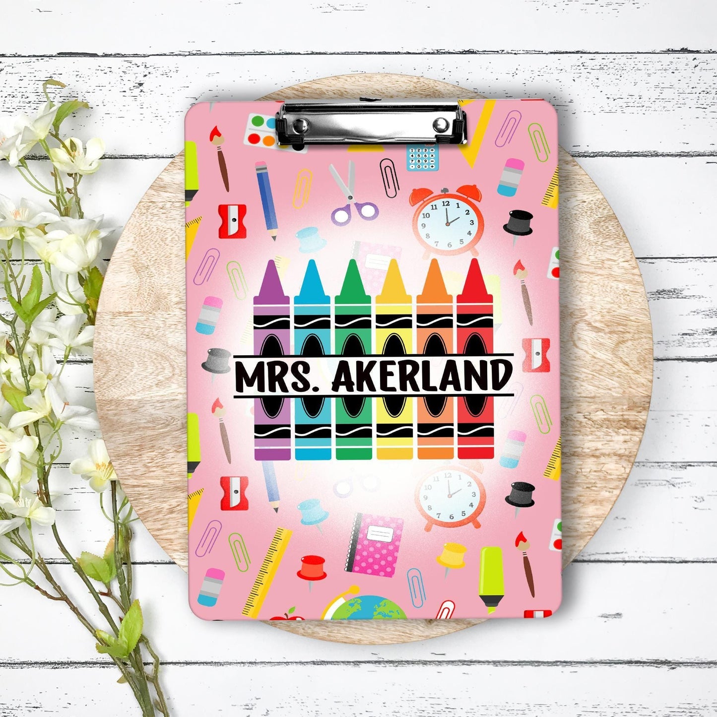 Crayon Clipboard with Personalization Front and Back - Double Sided - Teacher Appreciation Gift - Back to School Supplies