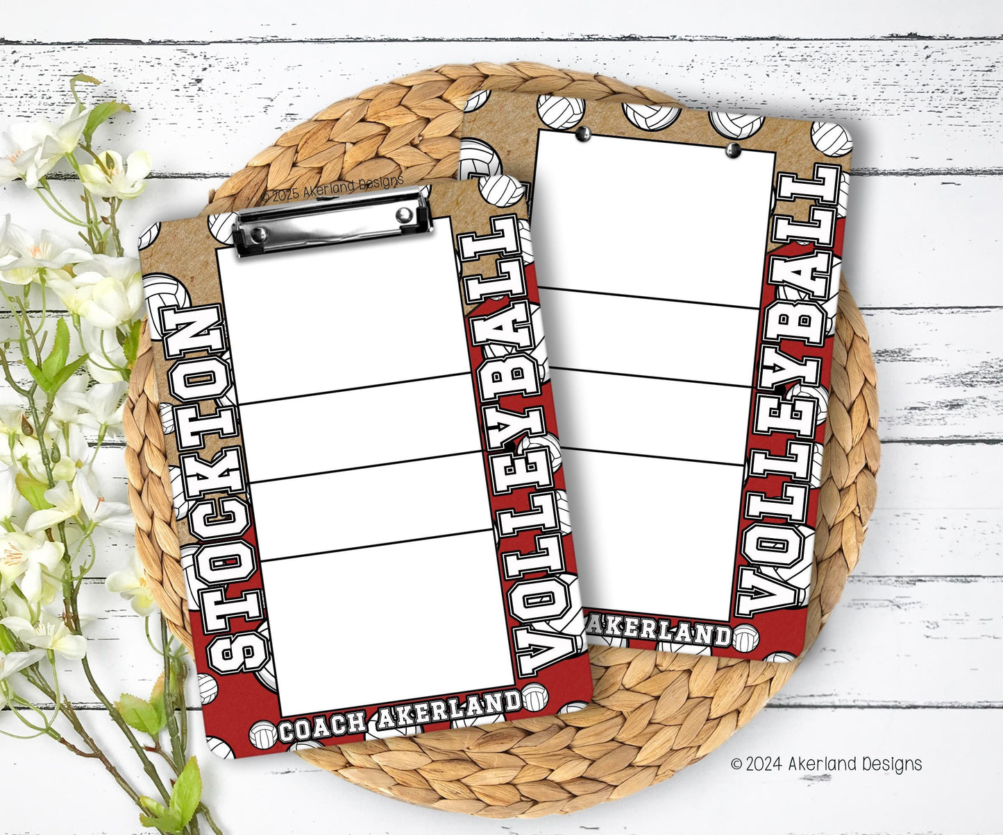 Red Volleyball Clipboard Personalized with team name, Coach Appreciation Gift Dry Erase Surface Double Sided 9x12.5 inches