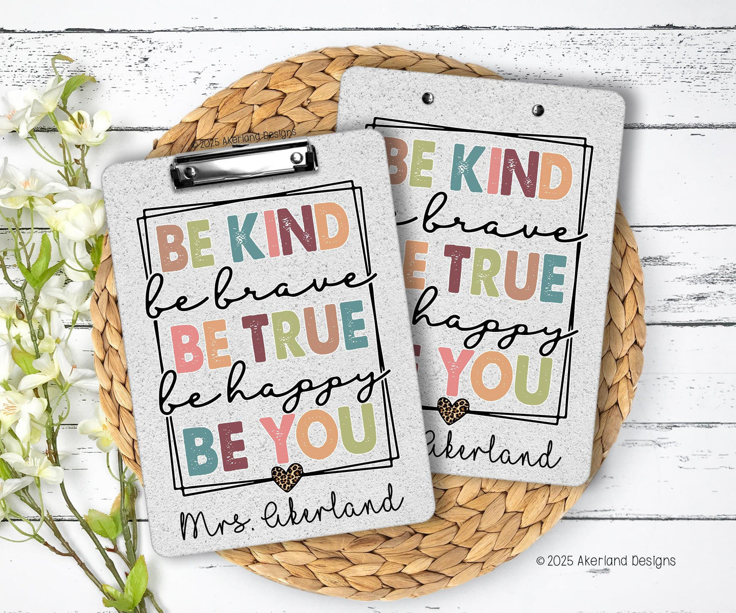 Positive Affirmations Clipboard with Personalization Front and Back Gift for Teachers - Double Sided 9x12.5 inch