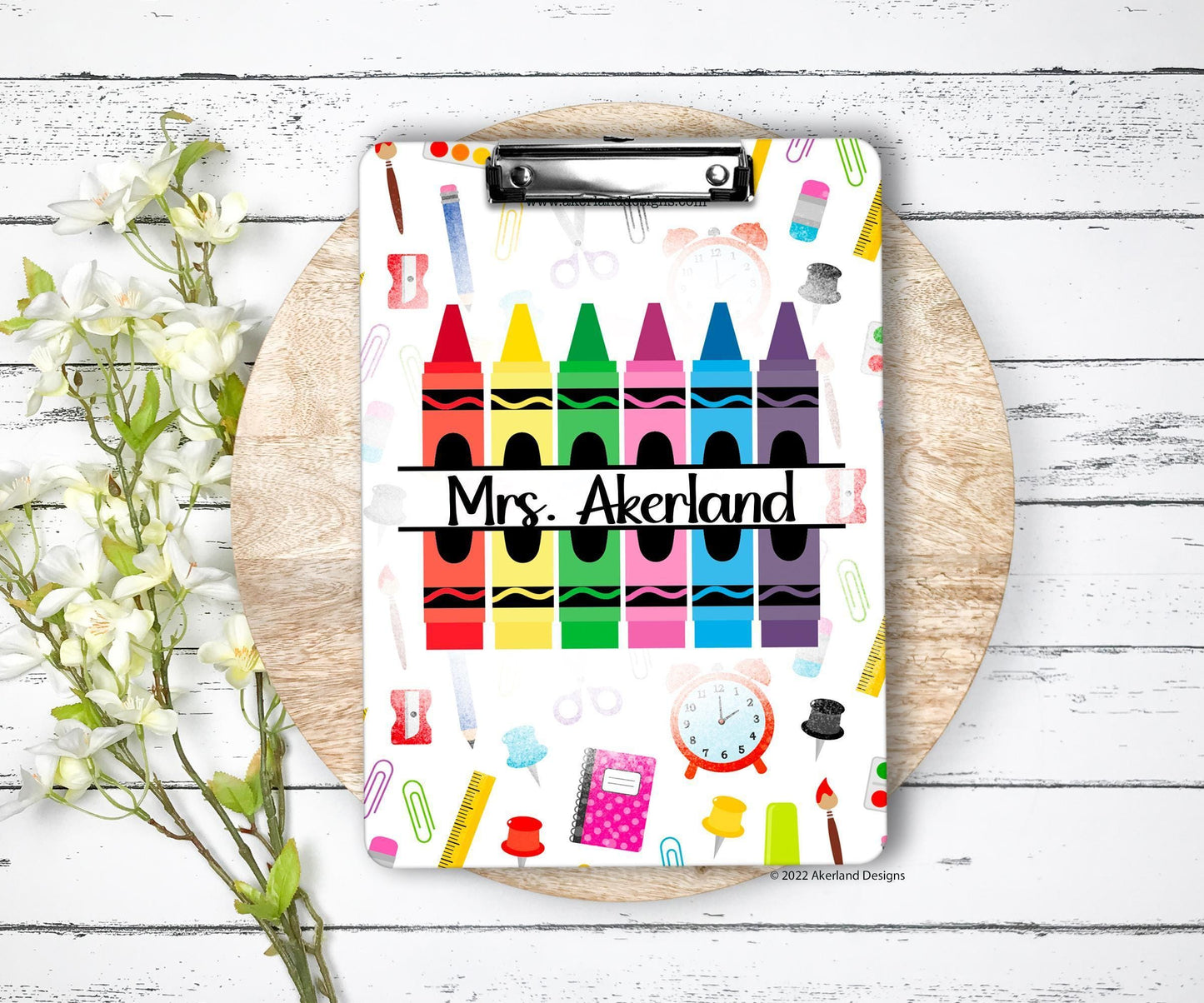 Teacher Crayon Clipboard with Personalization, Double Sided Design, Teacher Appreciation Gift or Back to School Gift, Teacher Gift