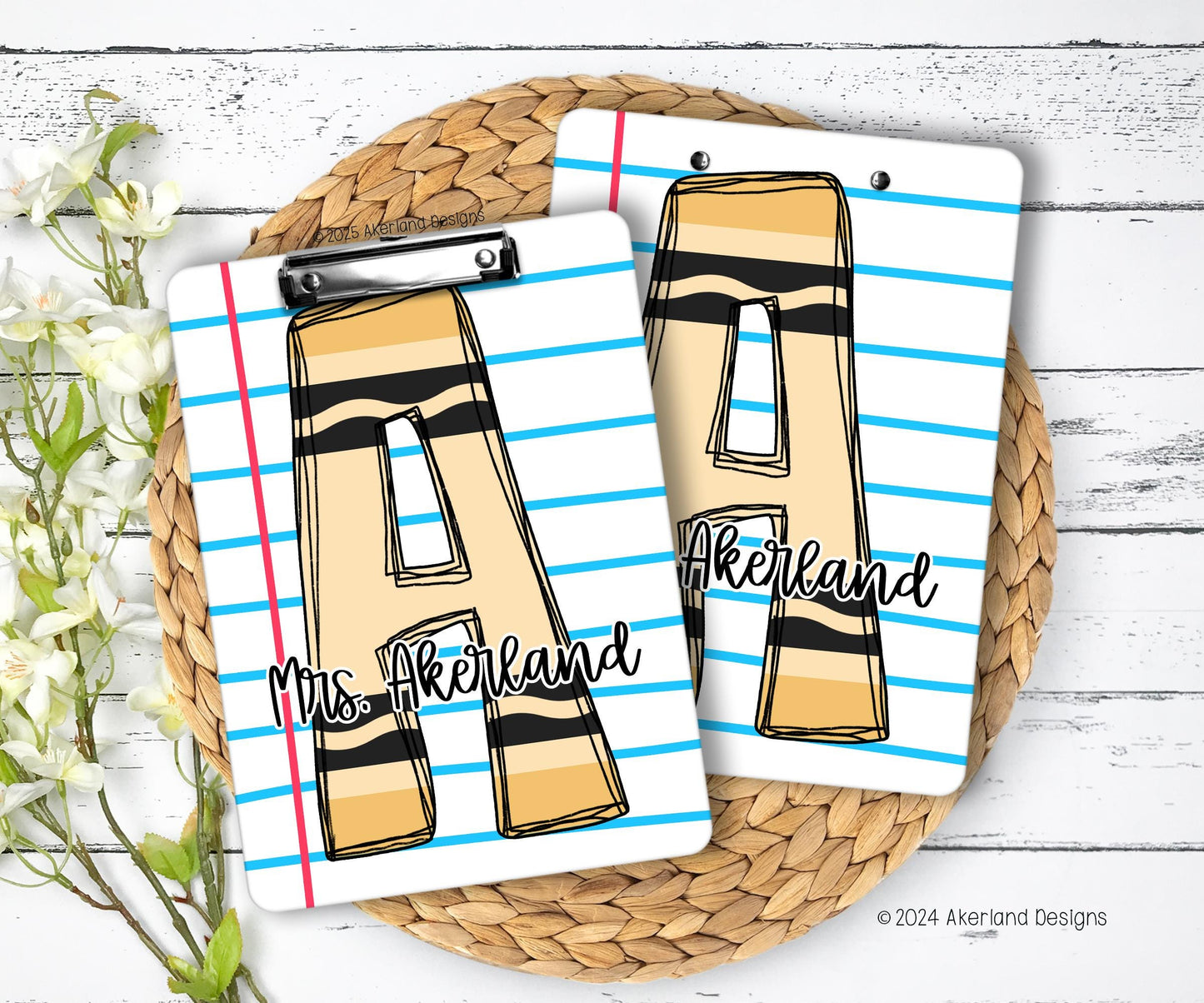 Orange Crayon Teacher Clipboard with design printed on FRONT AND BACK 9x12.5 inch, Teacher Appreciation Gift