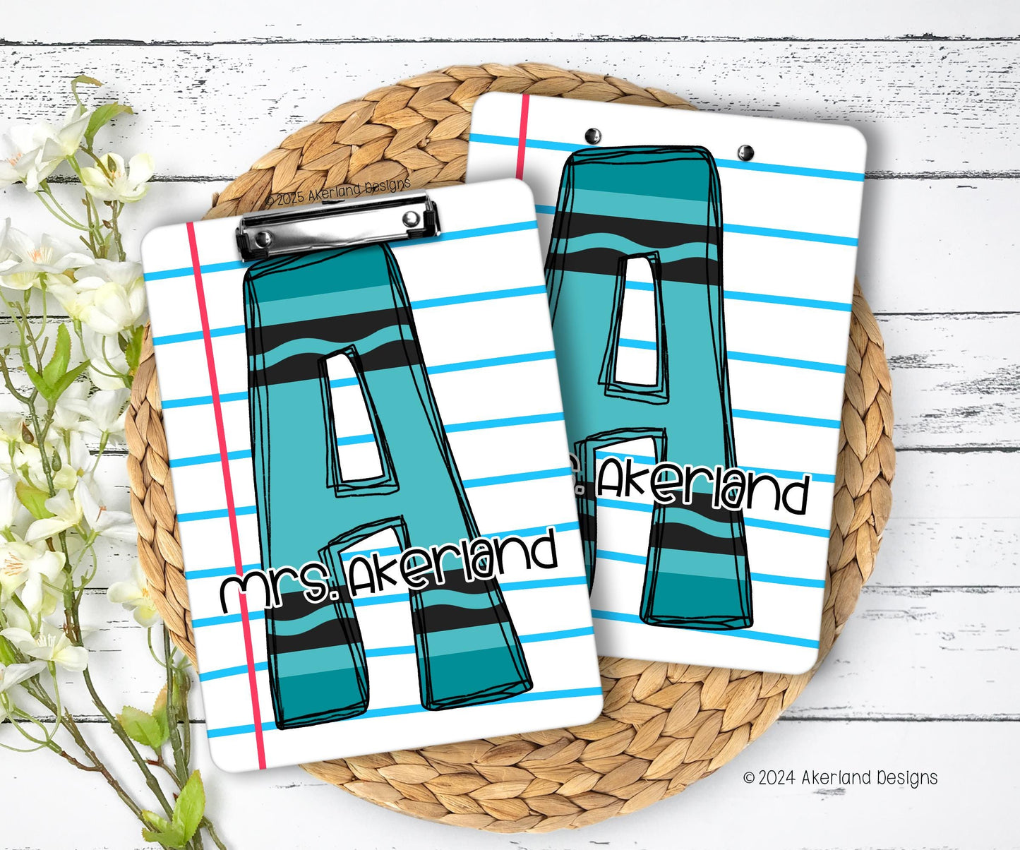 Orange Crayon Teacher Clipboard with design printed on FRONT AND BACK 9x12.5 inch, Teacher Appreciation Gift