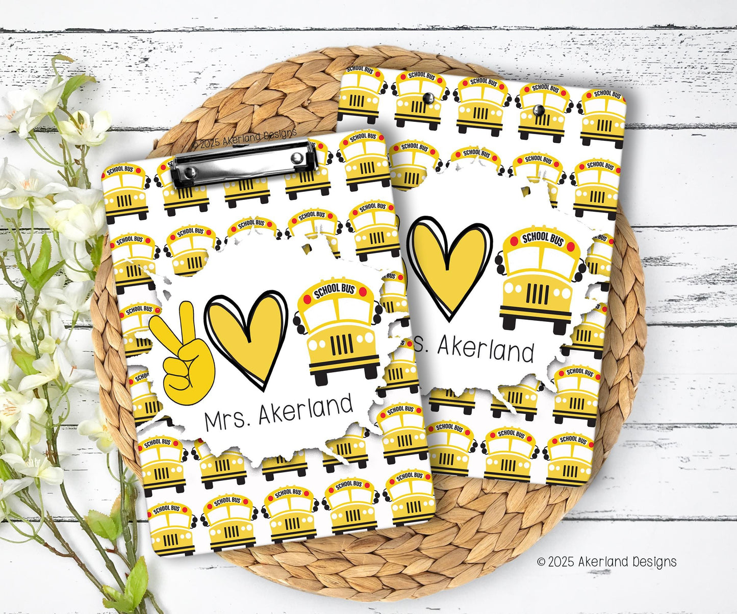 School Bus Driver Clipboard Personalized with a name Front and Back Gift for Bus Drivers Double Sided
