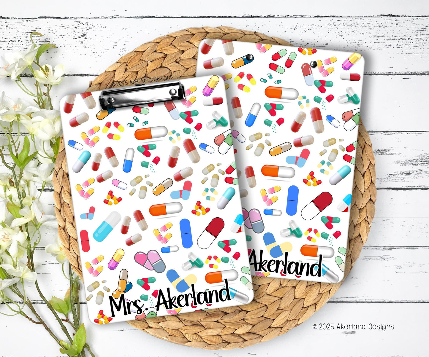Pharmacist Clipboard Personalized with a name, Design printed on both sides. Great gift for pharmacy graduate!
