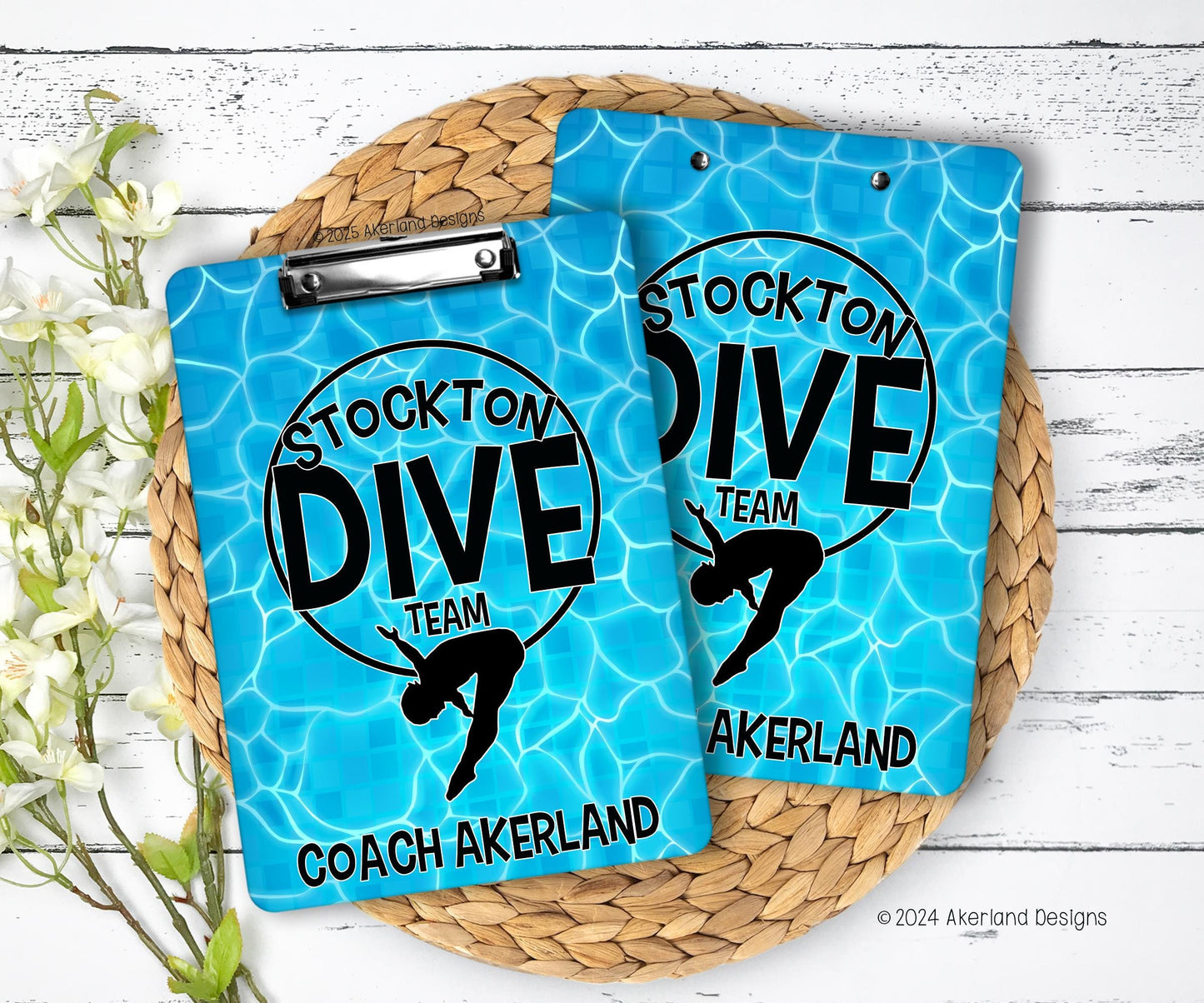 Dive Team Coach Clipboard with Personalization Front and Back - Gift for Coach - personalize with team name 9x12.5 inches
