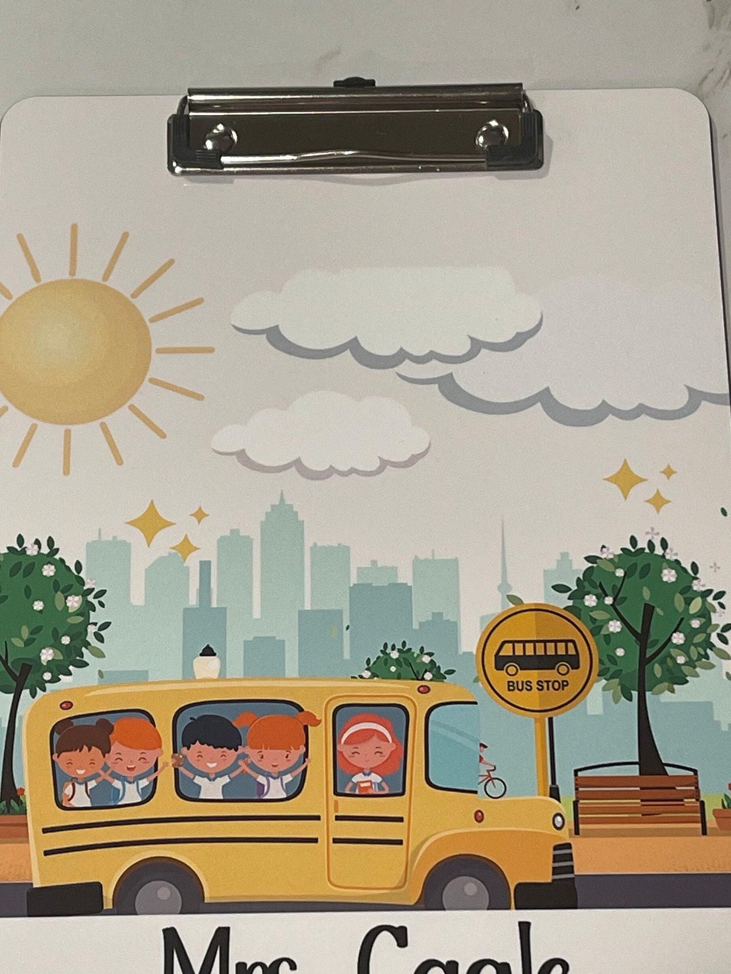 School Bus Clipboard with Personalization Front and Back - Gift for Teacher or School Bus Driver - Double Sided