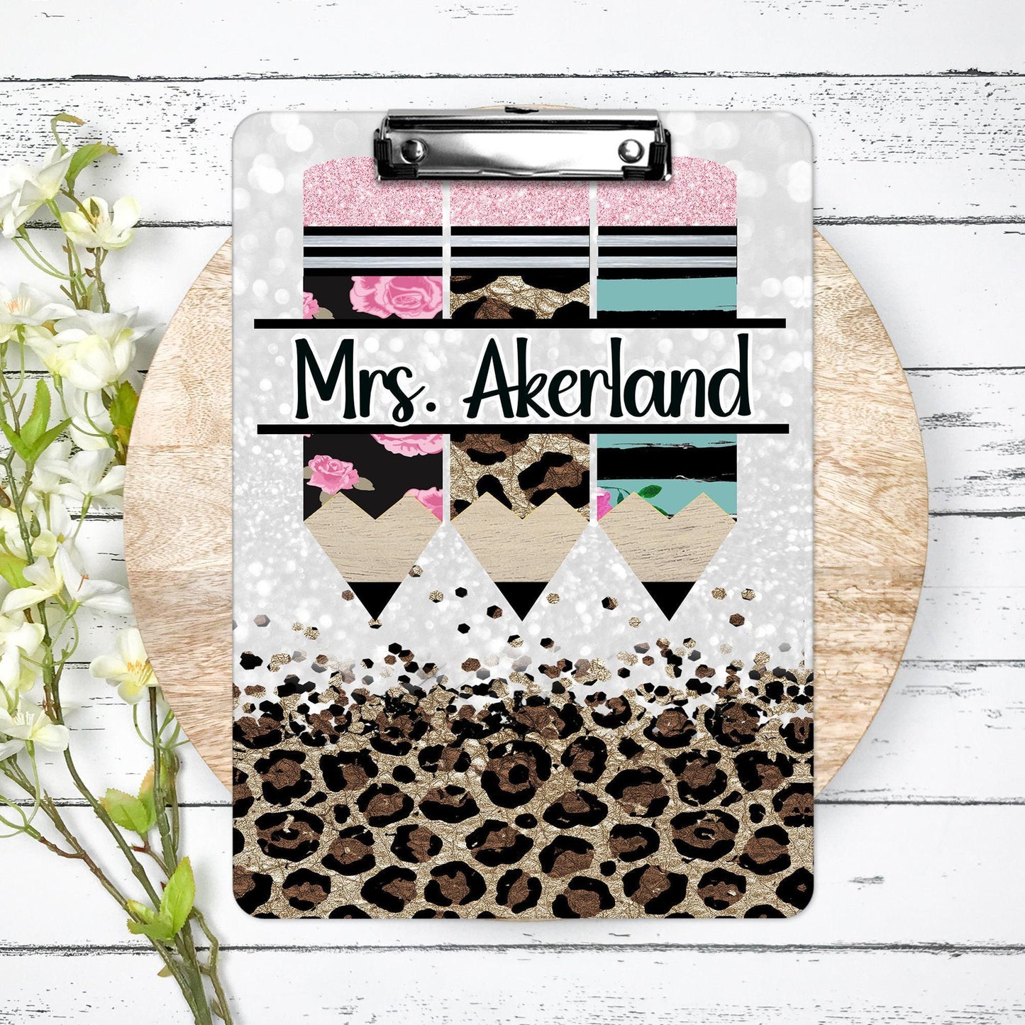 Leopard Teacher #teacherlife Clipboard with Personalization Front and Back Gift for Teachers - Double Sided