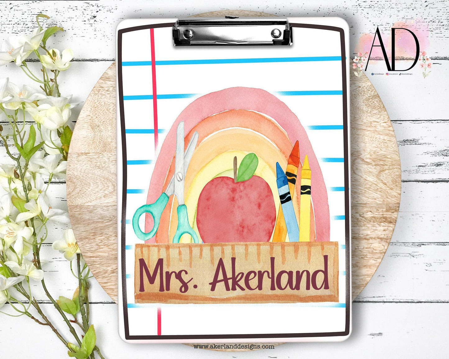 Rainbow Teacher Clipboard with Personalization Front and Back Gift for Teachers - Double Sided