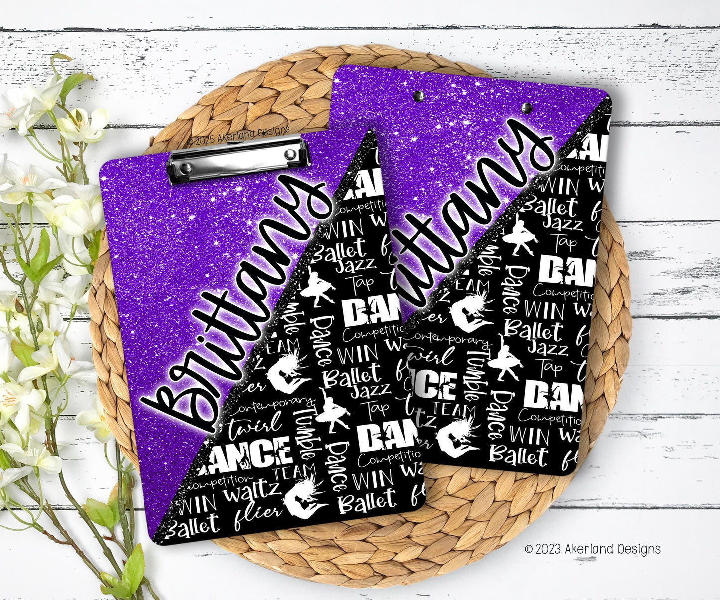 Purple Dance Clipboard with Personalization Front and Back - Gift for Dance Teacher - Double Sided 9x12.5 inches