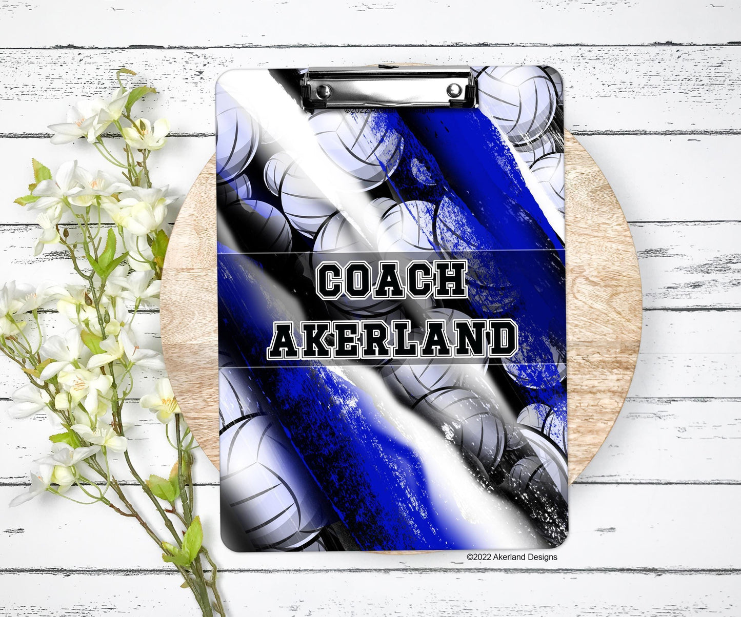 Blue Volleyball Coach Clipboard with Personalization Front and Back Gift for Coach - Double Sided