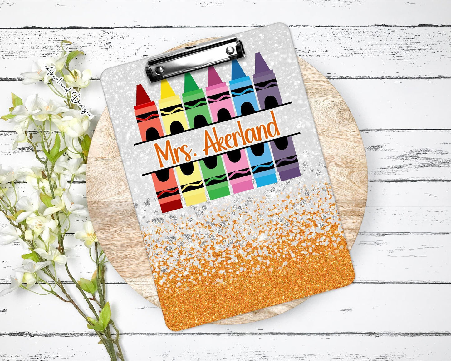 Orange Teacher Clipboard with Personalization Front and Back Gift for Teachers - Double Sided