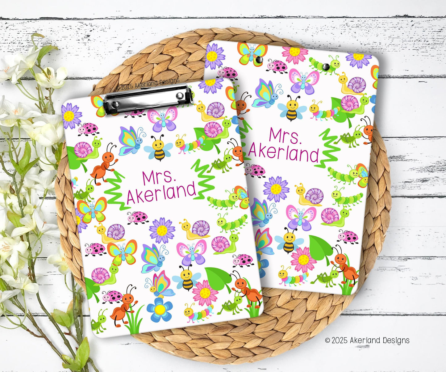 Teacher Garden Bugs Chaos Coordinator Clipboard with Personalization - Gift for Teacher Teacher Appreciation Week Double Sided 9x12.5 inches