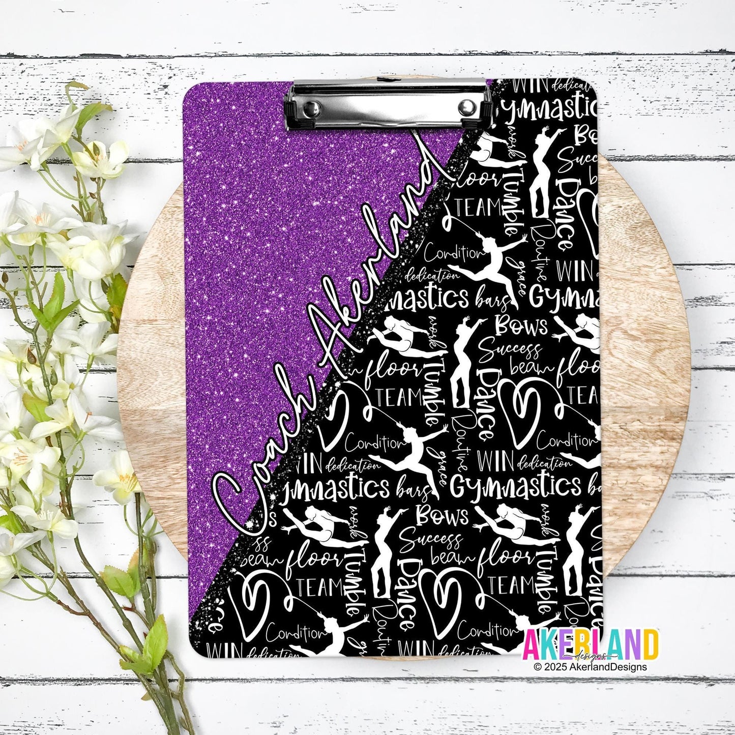Gymnastics Clipboard with Personalization design is printed on both sides and are the same, Coach Appreciation, Gift Gymnastics Coach Gift