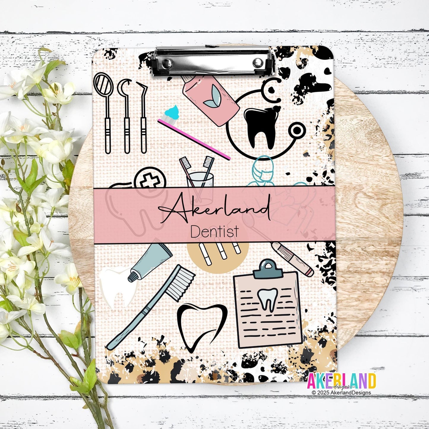 Dental Office Clipboard with Personalization - Design is on both sides - Office Manager, Dentist, RDH, Lab Tech, Receptionist, and more