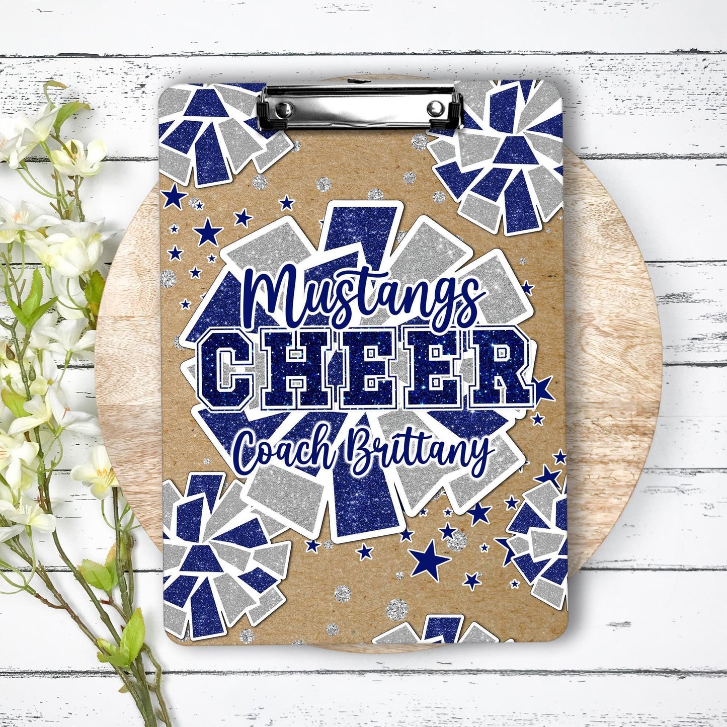 Blue Cheer Clipboard Personalize it with a name AND school mascot, design is the same on both sides. Coach Appreciation Gift