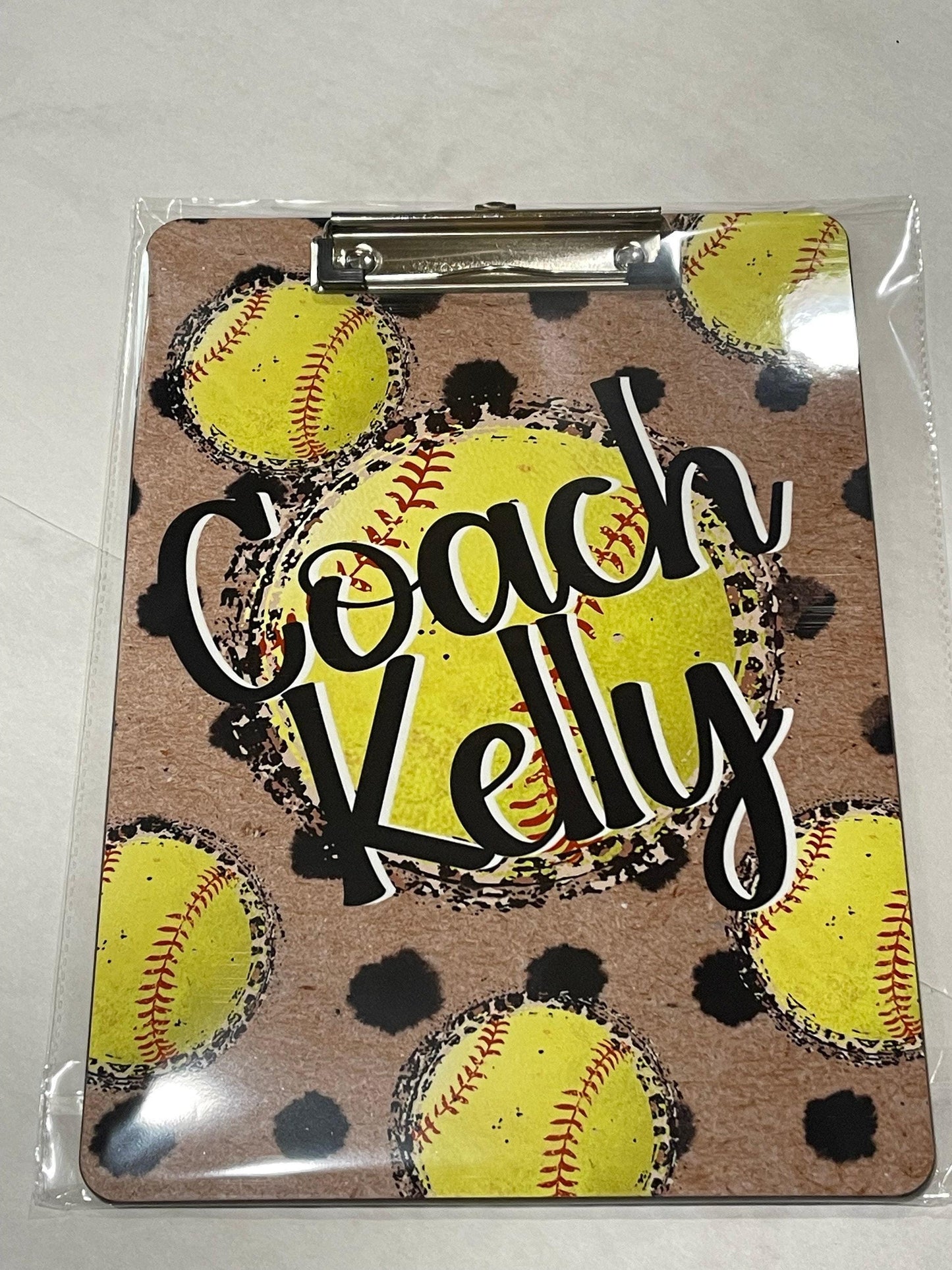 Softball Coach Clipboard with Personalization on both sides Coach Appreciation Gift - Back to school gift Leopard Softball 9x12.5 Inches