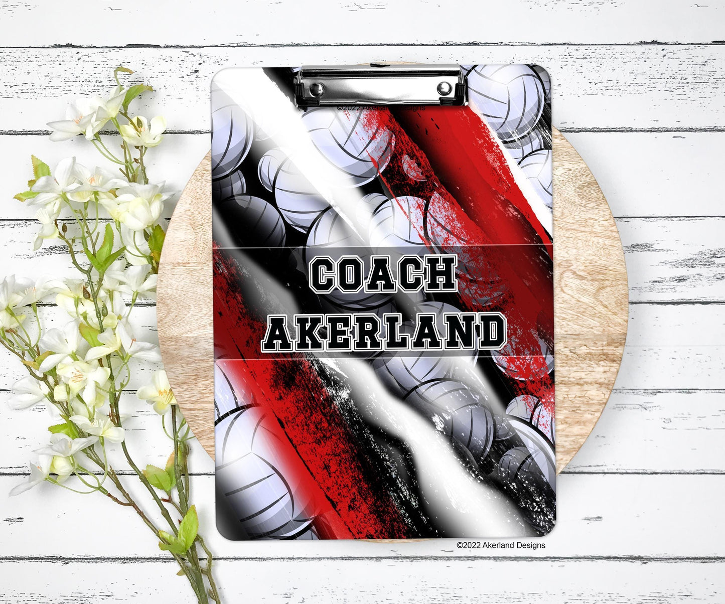 Red Volleyball Clipboard with Personalization Front and Back Gift for Coach - Double Sided
