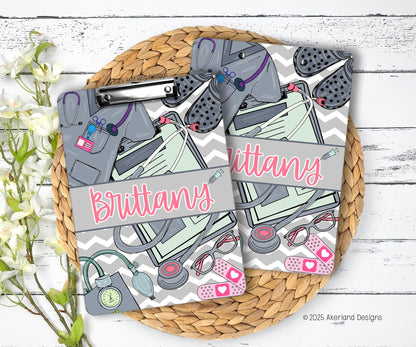 Nurse Clipboard with name front and back - Nurse Gift - Nurse Graduate Gift -  Scrub Color Blue, Green, Pink, Purple, Gray, Black 9x12.5 in