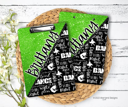 Green Dance Clipboard with Personalization Front and Back - Gift for Dance Teacher - Double Sided 9x12.5 inches