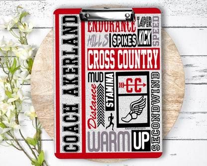 Cross Country Clipboard with Personalization on Front and Back - Gift for Coach - Color Options available