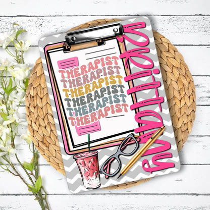 Therapist Double Sided Clipboard Personalized with name on front and back - Double Sided