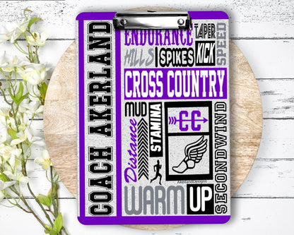Cross Country Clipboard with Personalization on Front and Back - Gift for Coach - Color Options available