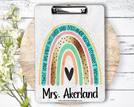 Teacher Motivational Rainbow Clipboard | Teacher Appreciation Gift | Back to School Gift - Double Sided