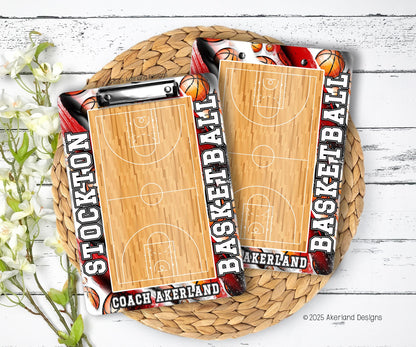 Red Basketball Coach Clipboard - Personalize with a name - Coach Appreciation Gift Dry Erase Surface - Double Sided
