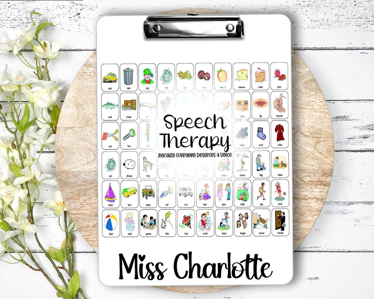 Speech Therapy Clipboard with Personalization Front and Back - Double Sided