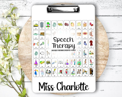 Speech Therapy Clipboard with Personalization Front and Back - Double Sided