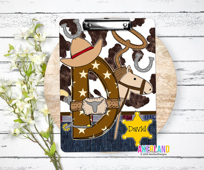 Custom Cowboy Clipboard with Personalization, 9 x12.5 inch, Design is printed on both sides, Not a sticker