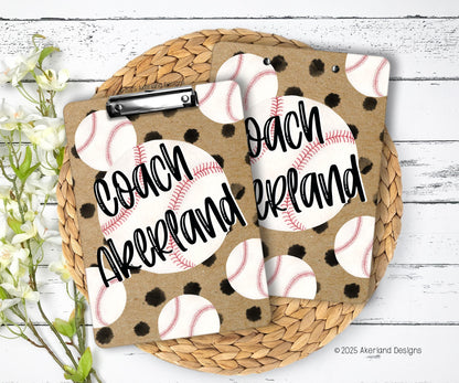 Baseball Clipboard with Personalization Front and Back Great Gift for Coach - Double Sided 9x12.5 inches
