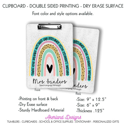 Speech-Language Pathologist Clipboard with Personalization Front and Back - Double Sided