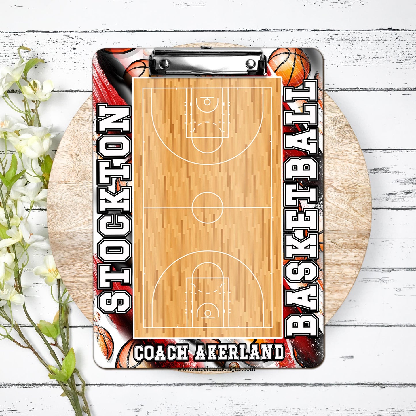 Red Basketball Coach Clipboard - Personalize with a name - Coach Appreciation Gift Dry Erase Surface - Double Sided