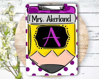 Hand Drawn Pencil Theme Teacher Clipboard with Personalization on both sides FRONT AND BACK Teacher Appreciation Gift - Back to school gift