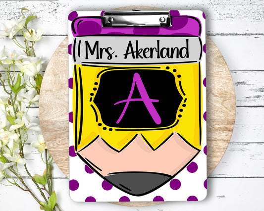 Hand Drawn Pencil Theme Teacher Clipboard with Personalization on both sides FRONT AND BACK Teacher Appreciation Gift - Back to school gift