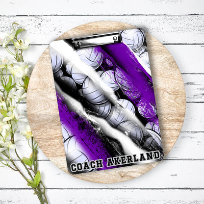 Purple Volleyball Coach Clipboard with Personalization Front and Back  Gift for Coach - Double Sided