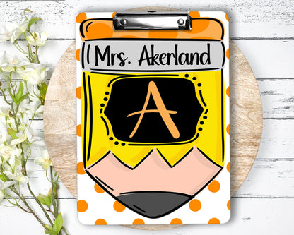 Hand Drawn Pencil Theme Teacher Clipboard with Personalization on both sides FRONT AND BACK Teacher Appreciation Gift - Back to school gift