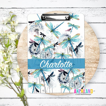 Blue Dragonfly Clipboard double sided with name