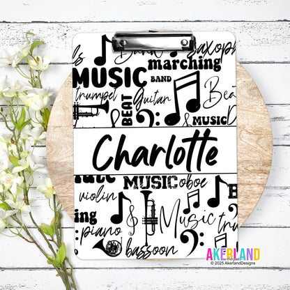 Personalized Music Themed Clipboard with Personalization on both sides FRONT AND BACK Teacher Appreciation Gift - Back to school gift