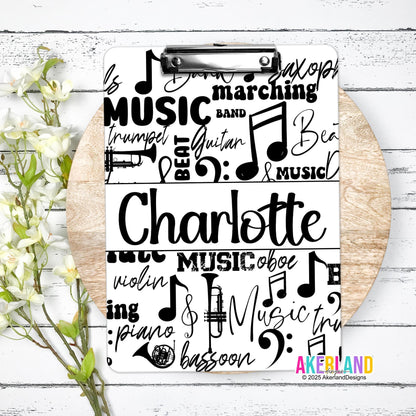 Personalized Music Themed Clipboard with Personalization on both sides FRONT AND BACK Teacher Appreciation Gift - Back to school gift